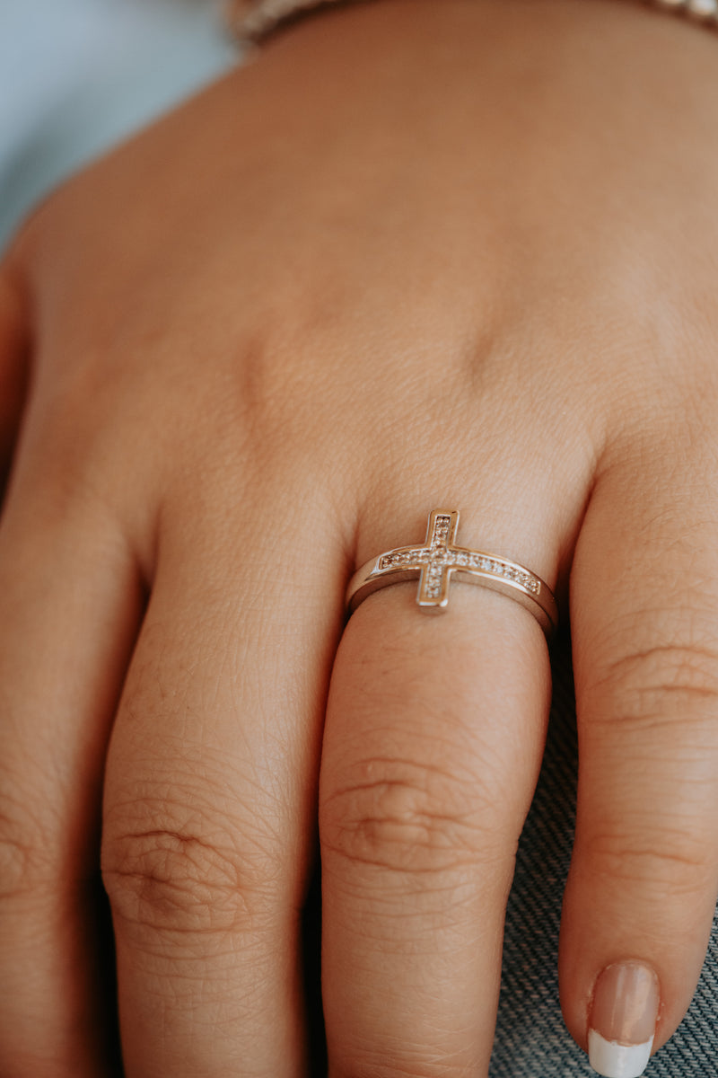 Charleston Cross Sterling Band Silver Ring