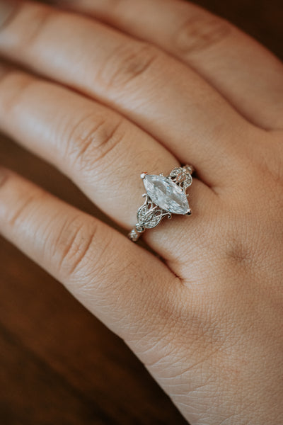 Cameron Marquise Shaped Stone Sterling Silver Ring