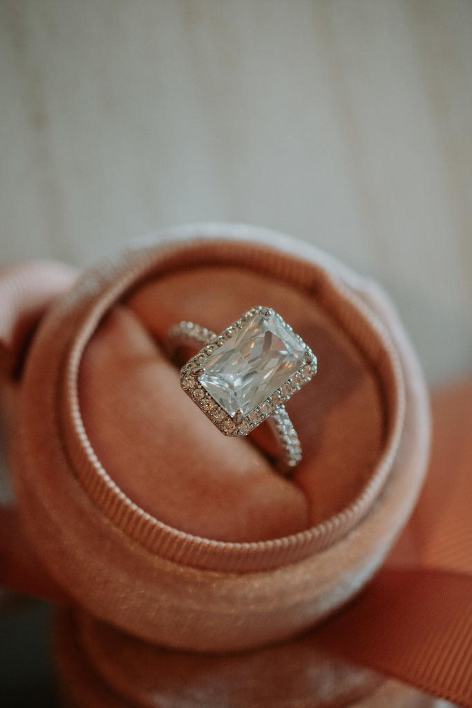 Saffron Emerald Cut Sterling Silver Ring