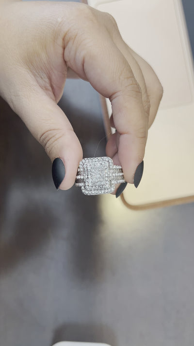 Our Pieces Fit Emerald Cut 2PC Sterling Silver Ring Set