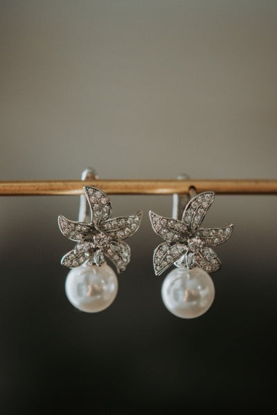 Born For You Pearl Floral Drop Hook Earrings