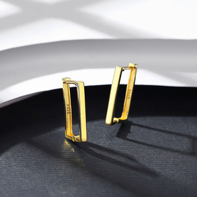 Gold Huggie Hoop Sterling Silver Earrings