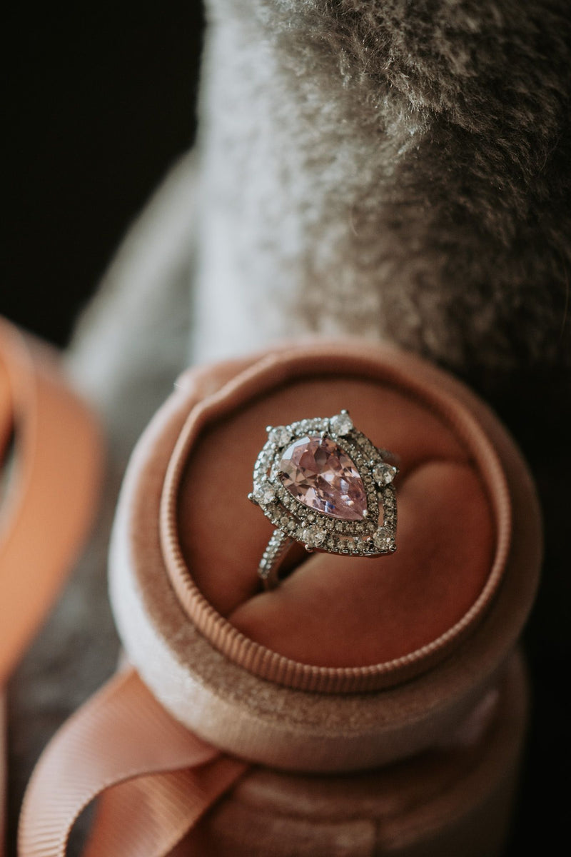 My Soulmate Pink Gemstone Pear Cut Sterling Silver Ring