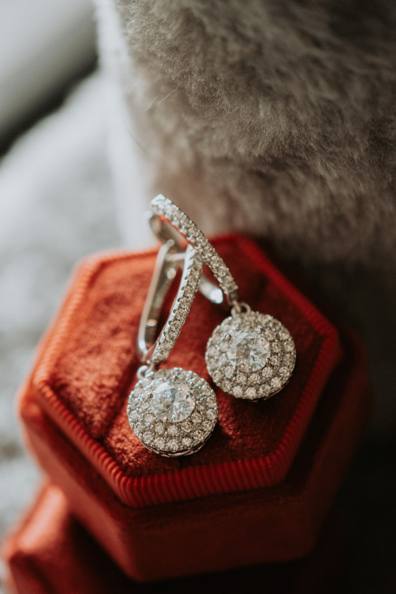 Love Galore Round Halo Drop Hoop Earrings