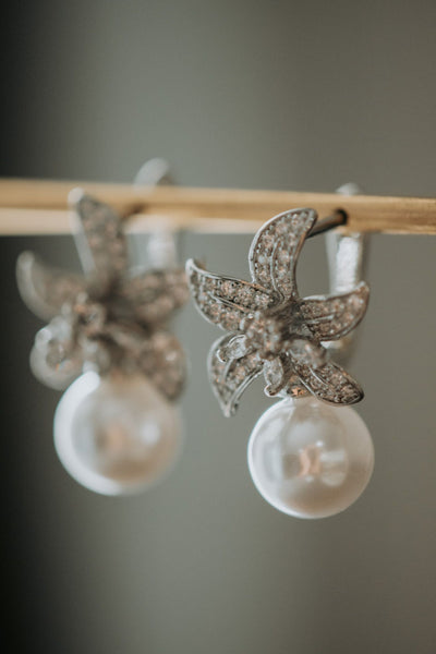 Born For You Pearl Floral Drop Hook Earrings